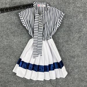 Vogue Fashion Dress Girls Size 4T-5T Navy White Striped Sailor Fit & Flare Cute